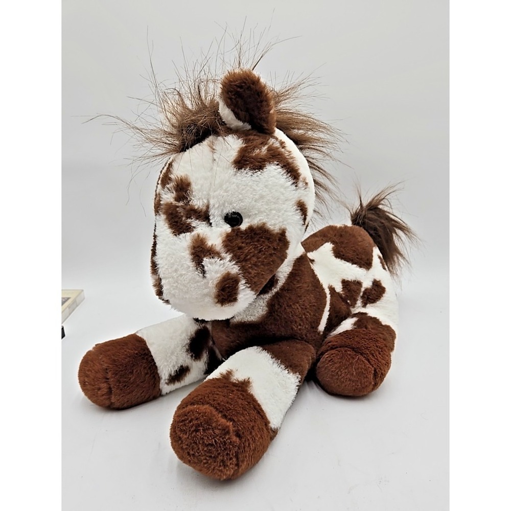 Animal Adventure Pinto Horse Plush‎ Stuffed Animal White Brown Spots Abt 18"